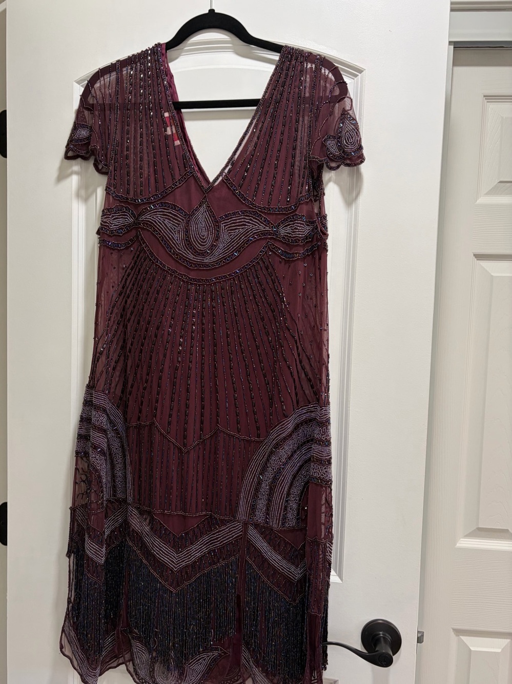 Gatsbylady London Beatrice Flapper Dress Purple Plum Beaded 1920s Gatsby.